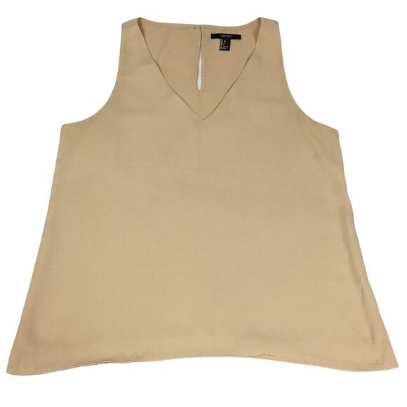 Forever 21 Sleeveless Blouse V-Neck  Tank Top Tan Keyhole Back Women's‎ Large - Picture 1 of 6